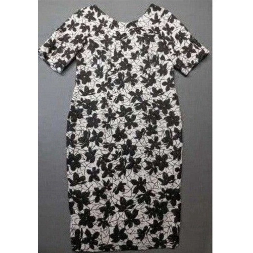 Calvin Klein Black and White Floral Midi Dress 16W